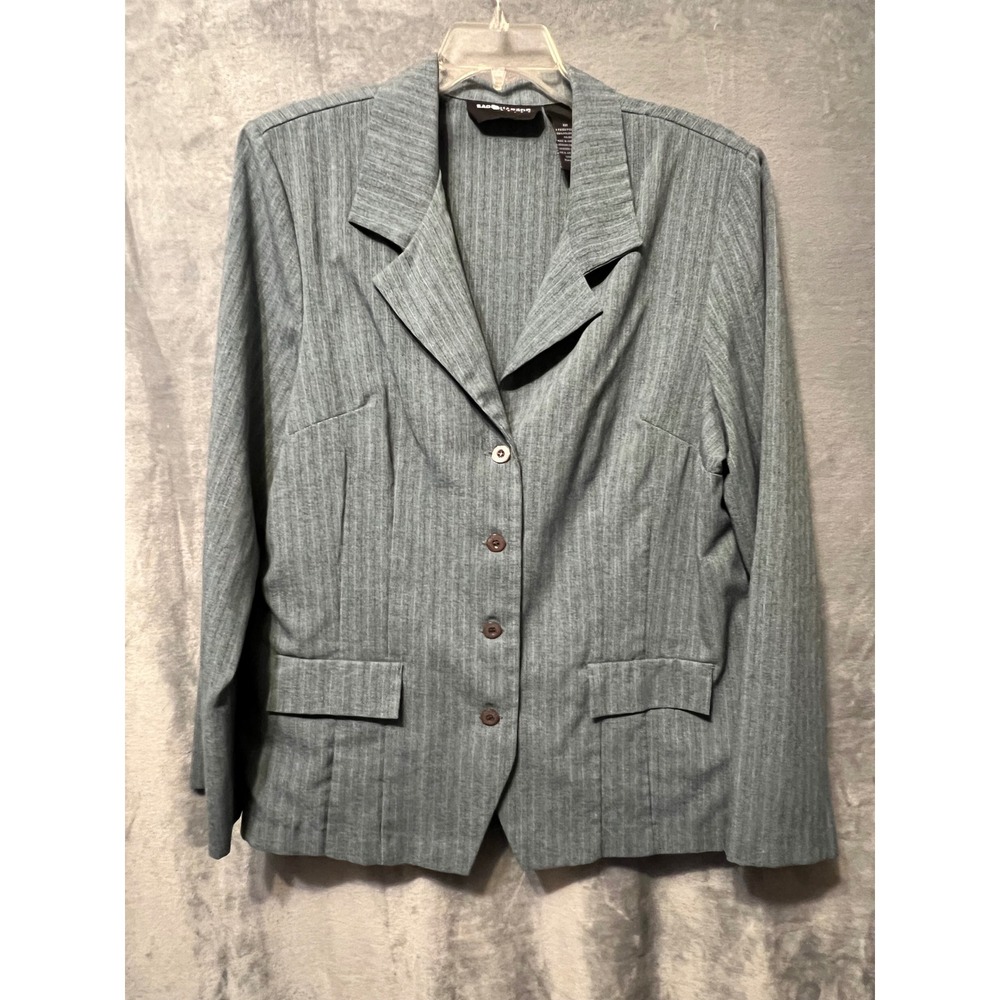 Sag Harbor Womens Gray Textured Career Blazer Jacket Tall 20W Plus Classic